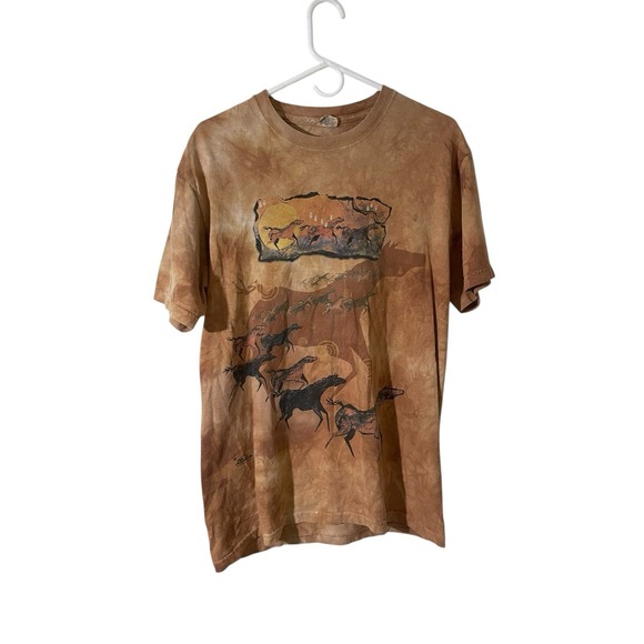 Quail Hollow Other - Vtg 90s Tribal Horses Cave Drawing Shirt Tie Dye  Sun Fade Y2K Medium Native